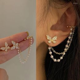 Backs Oorbellen Koreaanse Elegante Leuke Strass Vlinder Stud Voor Vrouwen Meisjes Mode Metalen Ketting Boucle D' oreille Sieraden Geschenken