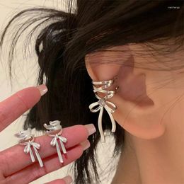 Boucles d'oreilles arrière mode coréen kpop boucles d'oreille bijoux filles ruban esthétique clips d'oreille style ballet grâce