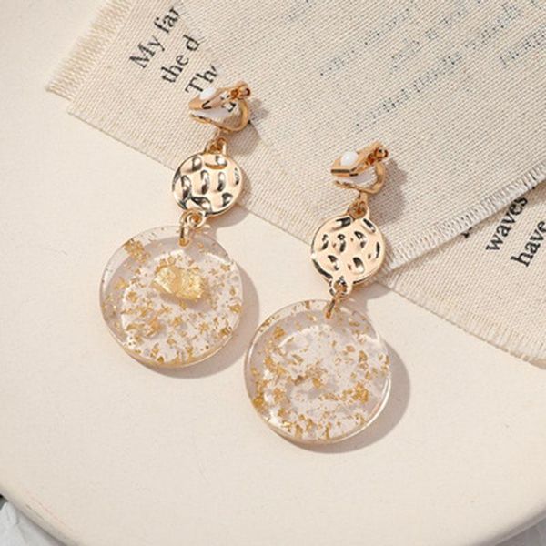 Dos boucles d'oreilles mode coréenne résine ronde oreille Clips Simple géométrique pour les femmes personnalité bijoux Brincos