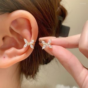 Backs oorbellen Koreaans goud vergulde kristal vlinder oorschol voor vrouwen mode zonder piercing sprookjesclip zomer sieraden geschenken