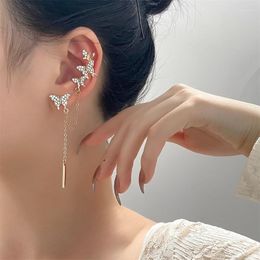 Backs oorbellen Koreaanse stijl esthetische oorrigns voor vrouwen trendy kristal vlinder oordeuken oorrang tassel bengle mode sieraden