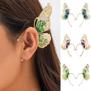 Boucles d'oreilles papillon de Style coréen, Clips d'oreille en alliage d'huile, crochet à Clip elfe, accessoires de bijoux, manchette simple face