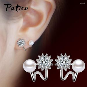 Pendientes traseros estilo coreano perla Clip en No perforado joyería de oreja para mujeres escaladores pendiente de cartílago falso