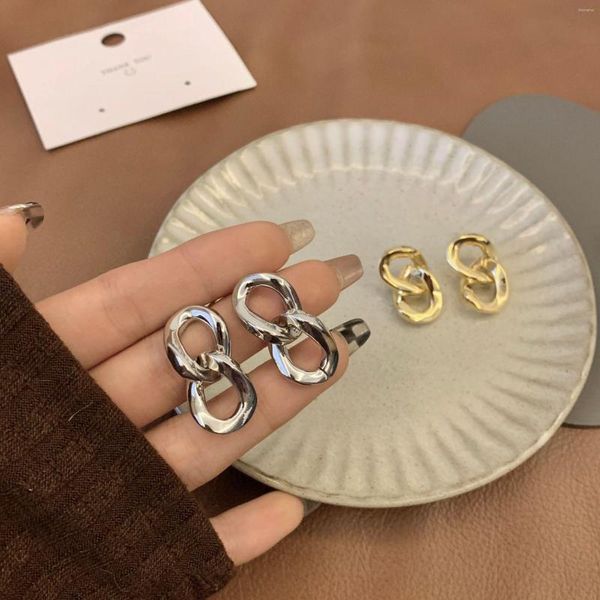 Boucles d'oreilles Backs Korean TV Star Song Hye Kyo Temperament Double Cercle Clip sur NO PERCING Gold Color Round Géométrique