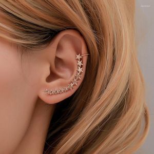 Pendientes traseros Kpop brillante circón forma de estrella oreja manguito para mujer sin Piercing 2022 Clip de moda novia boda joyería