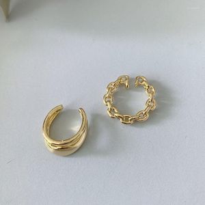 Backs oorbellen Lady Fashion Gold Double Circle Clip Earcuff No Piercing For Women Simple Geometric Chain Style Ear Cuff Jewelry