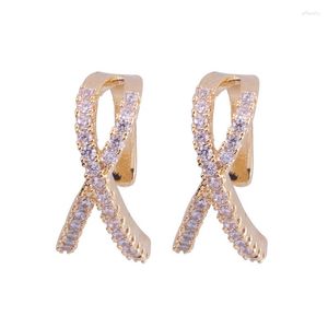 Backs oorbellen Luruxy Gold Crystal Statement For Women Girls Wedding Trend Fashion Jewelry 925 Sterling Silver Wholesale