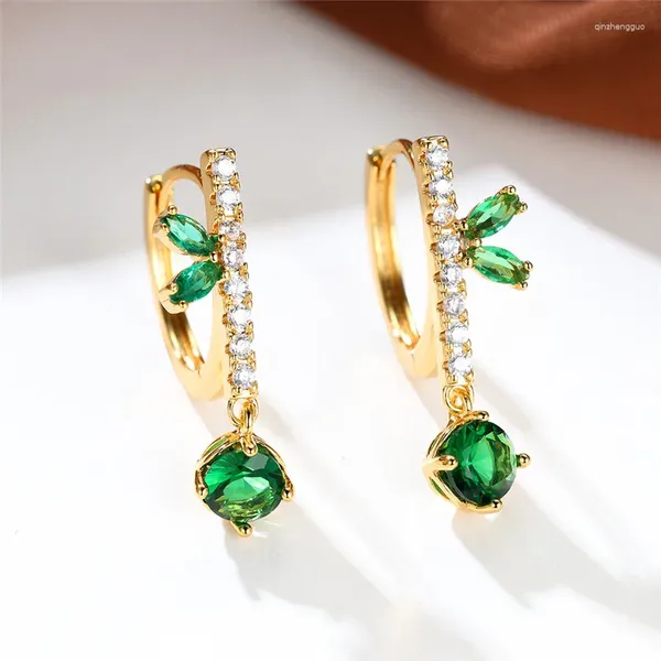 Boucles d'oreilles arrière Luxury Femme Green Zircon Clip de pierre charme