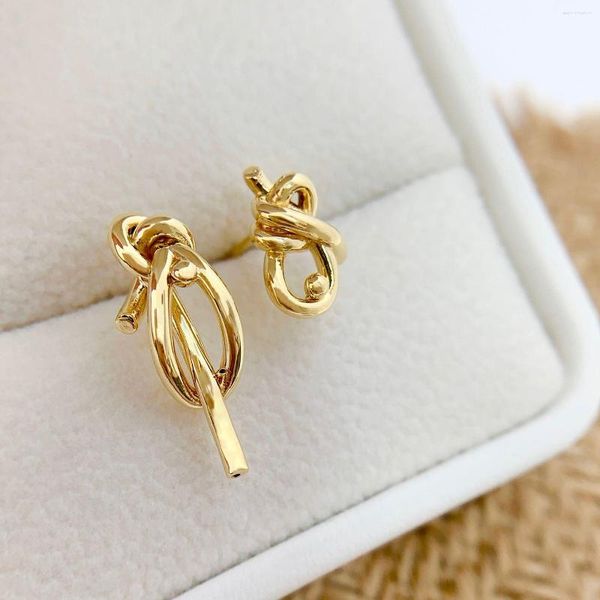 Pendientes Backs MADALENA SARARA Oro Amarillo 18K Lazo Geométrico Anudado Mujer