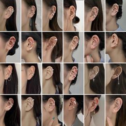 Boucles d'oreilles à dos MEETSOFT 47 Types de fils de Zircon à étoile unique, pince à nœud de perle pour femmes, bijoux fins, accessoires minimalistes