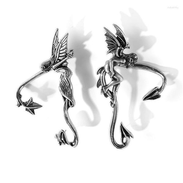 Boucles d'oreilles arrière Angel en alliage en métal et démon de l'oreille gothique de boucle d'oreille pour les femmes