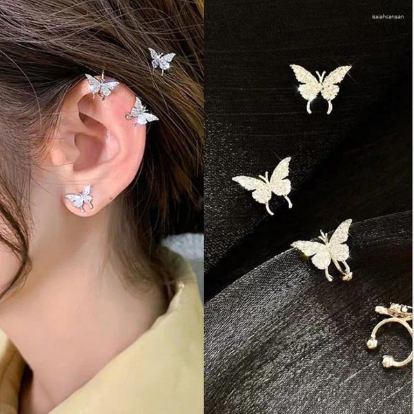 Pendientes traseros Mini Hada y mariposa brillante exquisito Clip para hueso del oído sin Piercings para mujeres niñas accesorios de joyería BFF