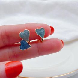 Boucles d'oreilles arrière Clip de coeur bleu mignon minimaliste sans pierre de fête de fête de fête sans trou de manchette d'oreille géométrique joyas oorbellen