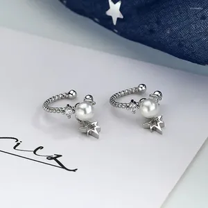 Boucles d'oreilles Backs Minimalistes Élégants Perles de perles Clip de gland pour femmes Unisexe Zircon Star Faux Piercing Earbone Ear Cuff Jewelry Gifts