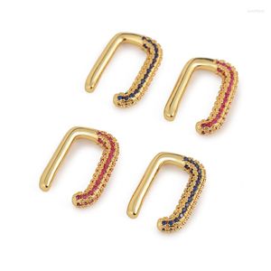 Backs oorbellen Minimalistisch geopende verstelbaar metalen vierkant vol met kristalblauw rode kleur oormanchetclip vrouwen zonder piercing sieraden