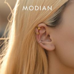 Backs oorbellen Modian 1 st oor manchet 925 Sterling zilveren trendy punk clip stapel geometrisch voor vrouwen grils fijne sieraden