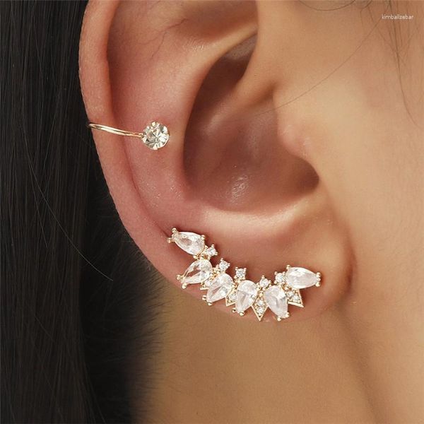 Pendientes traseros Modyle Crystal Star Leaf Flower Ear Cuff Geometric Zircon Clip Set para Mujeres Hombres Pendiente de lujo Joyería de tendencia