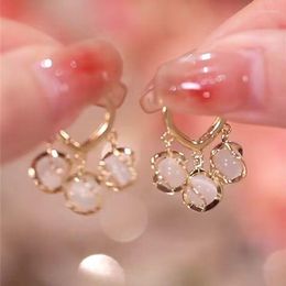 Dos boucles d'oreilles moustique bobine plaque cristal perle gland oreille Clips pour femmes pas de trou tempérament Imitation opale pierre Clip sur