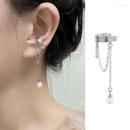 Backs oorbellen Multi-laags Tassel Chain Pearl Ear Clip voor vrouwen ongebruikelijke neppiercing Dange earring bruiloft sieraden pendientes mujer