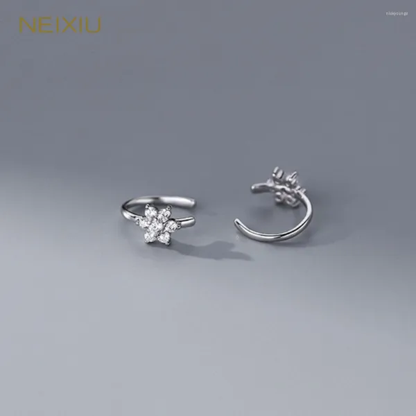 Pendientes de espaldas Neixiu 925 Sterling Silver Zircon Tars Flower Ear Mujeres Corea Corea Simple sin Percing Jewelry Regalo al por mayor