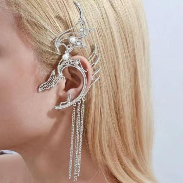Pendientes traseros sin perforación borla Clips para las orejas cadena para mujer Unisex accesorios de puños de dragón