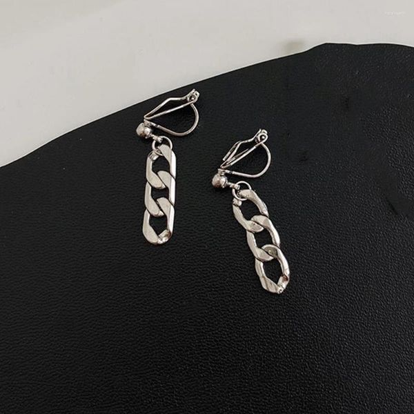 Pendientes traseros con Clip de cadena larga no perforada para mujer, pendientes sencillos de oreja, Piercing falso, joyería de Metal para mujer