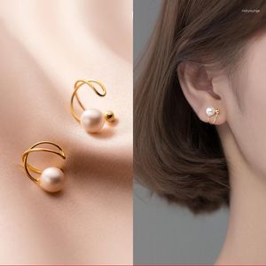 Backs Earrings Non-Piercing Ear Clip Women's High-Grade Super Fairy Mori Style Special-Interest Design Pearl 2023 Fashion Jewelry