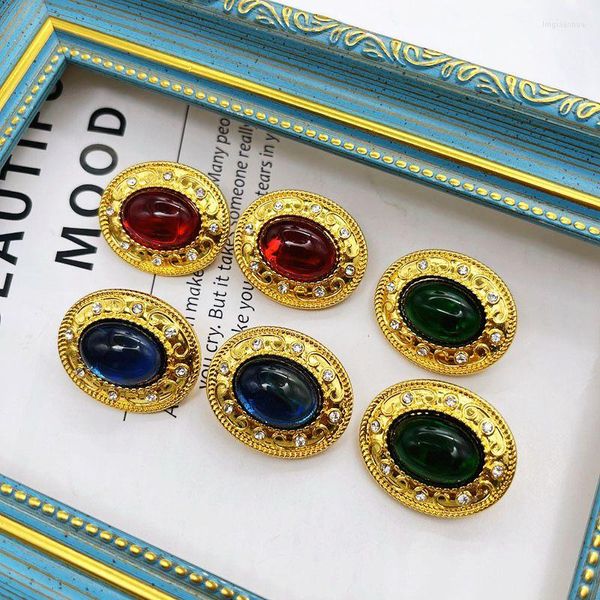 Boucles d'oreilles à dos ovales, bijoux à la mode, perles de verre rouge bleu vert, accessoires pour femmes