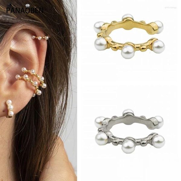 Boucles d'oreilles PANAOBEN 925 en argent Sterling manchette d'oreille pour femmes Clip sens perle en forme de C sans perçage boucles d'oreilles serpent boucle d'oreille bijoux