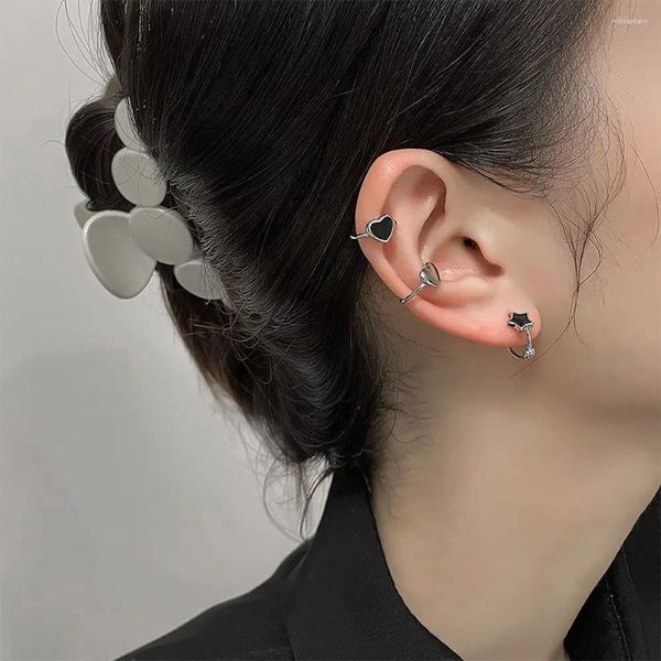 Pendientes traseros personalizados con estrella de moda, joyería sin oreja perforada, Clips de corazón de amor para mujer, brazalete con Clip de aro coreano