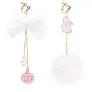 Dos boucles d'oreilles Pom fausse perle boule pendentif oreille Clip étoile non percé pour les femmes fête bijoux cadeau