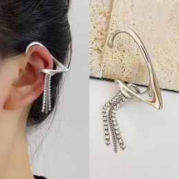 Backs oorbellen Punk Fairy Ear Clip voor vrouwen Rhinestone Tassel Earring Meisje Onregelmatige manchetten Koreaanse no-percing sieraden