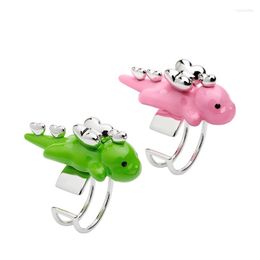 Backs oorbellen Punk Sweet Cool Ear Clip Leuke 3D Green Pink Little Dinosaur Earbone vrouwelijk oarhole gratis For Women Girl Jewelry