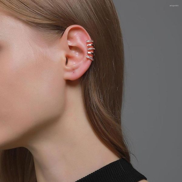 Pendientes traseros Rhinestone Ear Cuff Pendiente Clip creativo Cartílago Envoltura no perforada para mujer Joyería