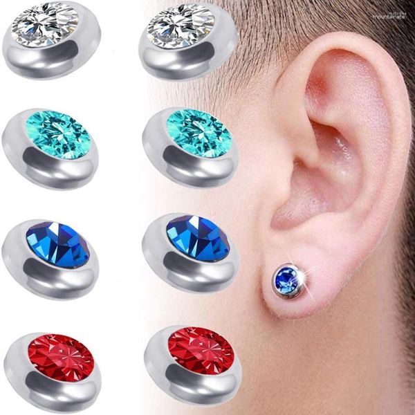 Boucles d'oreilles à dos rond beau cercle non perçant 2 pièces aimant puissant strass magnétique hommes femmes filles clip d'oreille environ 8 mm boucle d'oreille