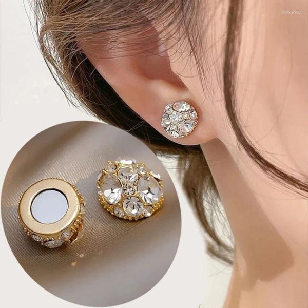 Boucles d'oreilles dos rond Zircon incrustées de bougie d'oreille sans perçage