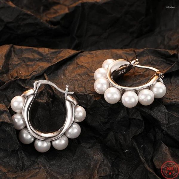 Boucles d'oreilles à dos en argent Sterling S925 pour femmes et hommes, Clip d'oreille en forme de U avec perles, bijoux simples, cadeau de noël