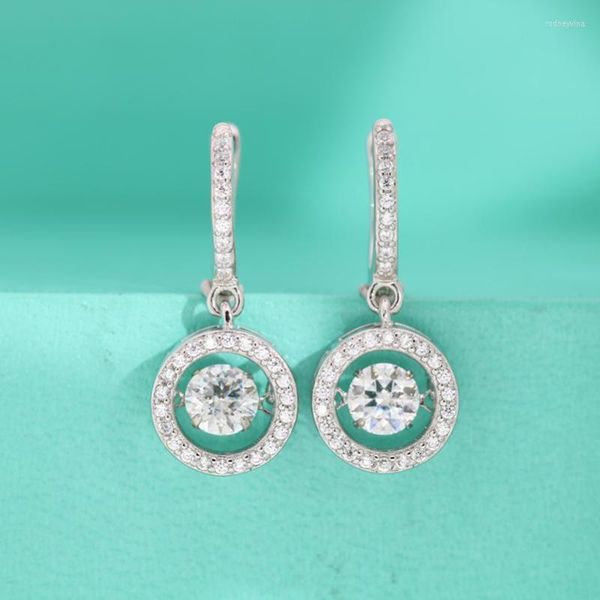 Pendientes traseros de plata de ley S925 con Clip de moissanita para mujer, 0,5 CT, Color D, círculo de diamantes, chapado en oro blanco, prueba de paso