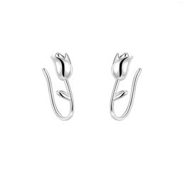 Boucles d'oreilles arrière S999 STERLING Silver hypoallergénique Mini Tulip Hook Metal Déclaration