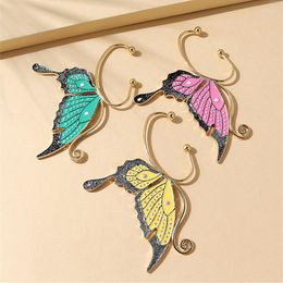Backs oorbellen verkopen Hiphop Email Butterfly Earring manchet handgemaakte sieradencadeaus voor meisjes en vrouwen 2022 ontwerpen