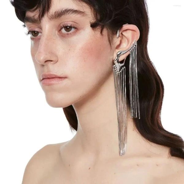 Boucles d'oreilles dos sexy couleur argent gland oreille clip chaîne longue pour femmes bijoux en gros charme mode tendance tendance femme boucle d'oreille 2024