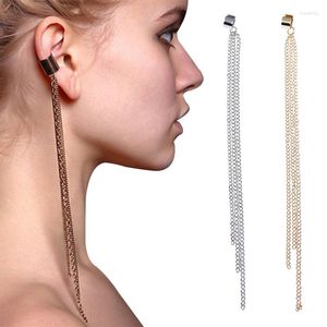 Backs oorbellen sexy dames lange metalen ketens lichtmetalen tassel oor clip dame oorring sieraden