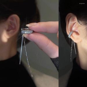 Rug Oorbellen Eenvoudige Kristallen Oorclip Voor Vrouwen Lange Keten 1pc Non-piercing Earcuff Earing Party Y2k Mode-sieraden Geschenken KDE126