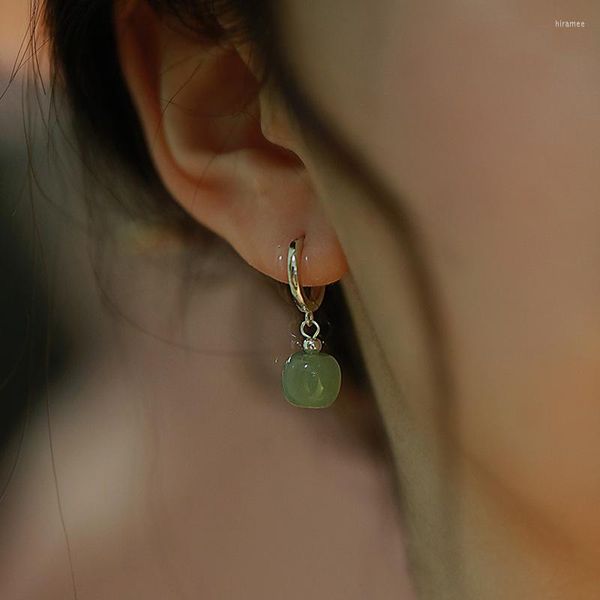 Dos boucles d'oreilles Style Simple oreille bouton Imitation un Jade femme 2023 mode élégant bijoux pour femmes