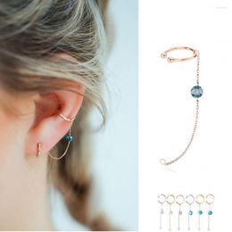 Backs oorbellen Slovecabin 925 Sterling Silver Zirkoonclip oorbel voor vrouwen blauw kristal cz veilige ketting rock punk manchet Bijoux femme