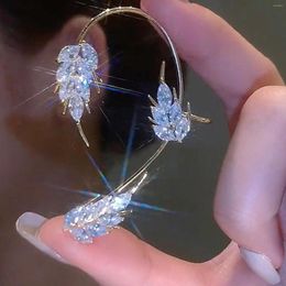 Backs oorbellen Sparkling Crystal Butterfly Feather Ear Clips zonder piercing voor vrouwen Zirkon Cuff Clip Wedding JE F4Q8