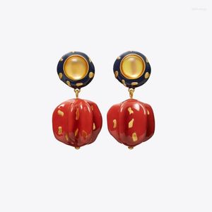 Dos Boucles D'oreilles Timeless Wonder Superbe Geo Pumpkin Clip Pour Femmes Designer Bijoux Punk Luxe Déclaration Goth Art Déco Ins Rare 6223