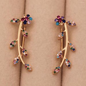Boucles d'oreilles Arrière Clip tendance Bleu rouge cubic zirconia gold fleur coeur oreille pour femmes accessoires de bijoux de mode mariage