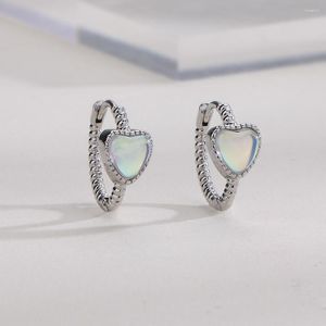 Dos Boucles D'oreilles À La Mode Argent Couleur Stud Clip Pierre De Lune Simple Coeur Amour Pour Femmes Fille Cadeau De Mode Bijoux Dropship En Gros