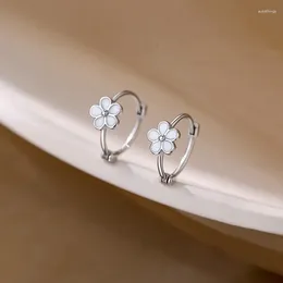 Rücken Ohrringe Trendy Silber Gold Farbe Clip Weiße Blumen Einfache Kleine Für Frauen Mädchen Geschenk Mode Schmuck Dropship Großhandel